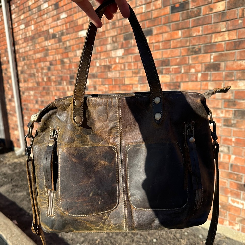 Myra Bag Brown Leather Slouchy Boho Crossbody Shoulder Bag Tote Purse Western